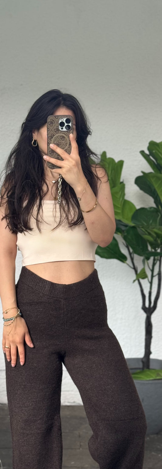 Strickhose aschig braun