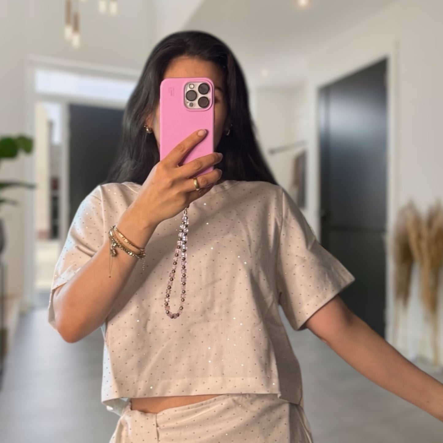 Glitzer top Leinengemisch