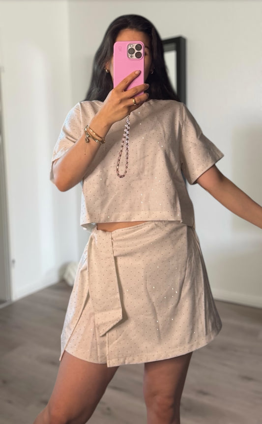 Glitzer Hosenrock Leinengemisch