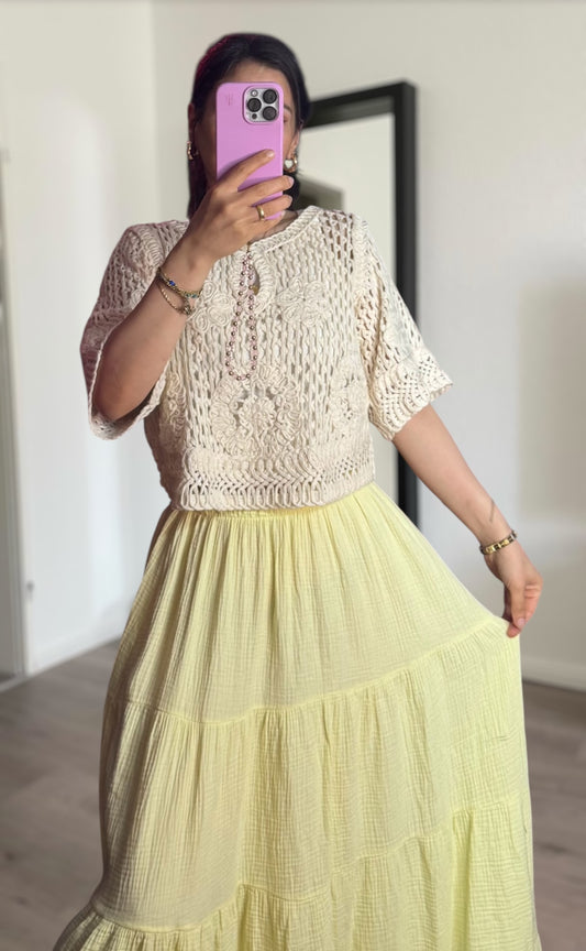 Langer Musselin rock hellgelb