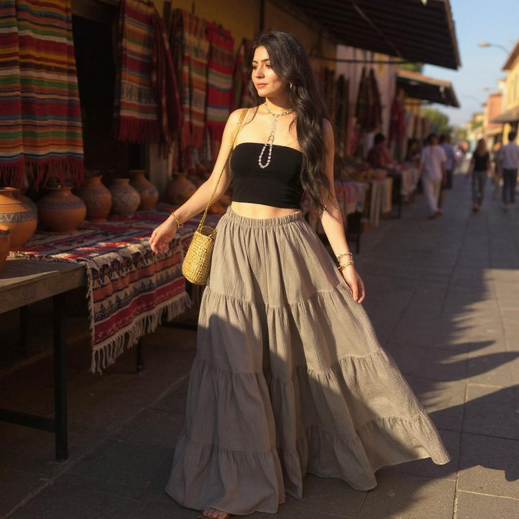 Langer Musselin Rock taupe