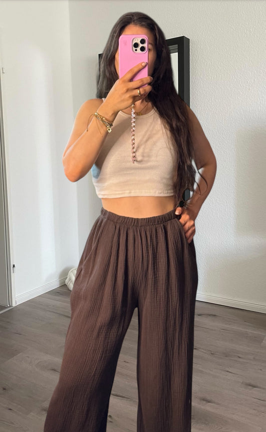 Musselinhose lang braun