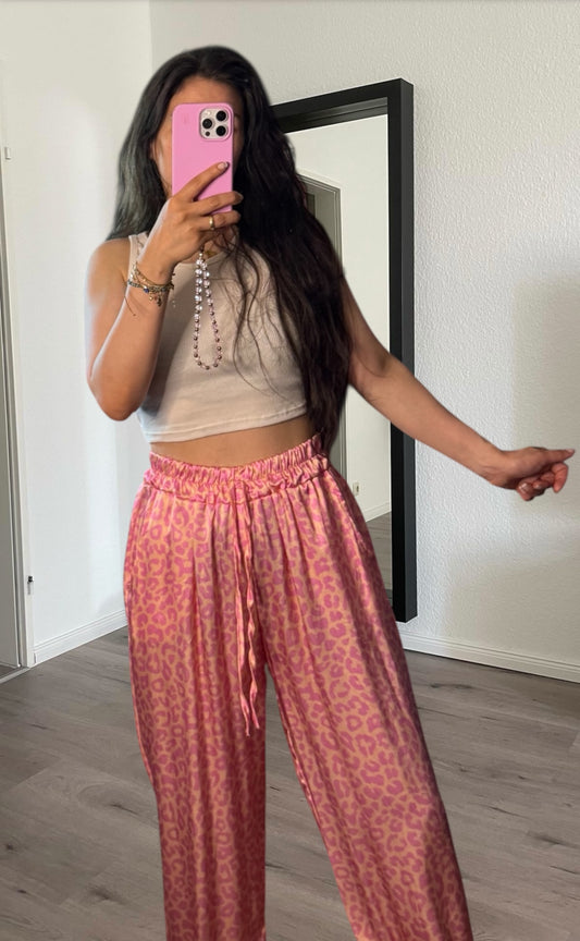 Satin Leo Hose Peachrosa